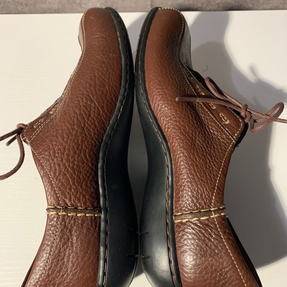 Clarks Women BRN Leather Topstitch Lace Up Casual Comfort Oxford Shoes Size 7.5 - Picture 6 of 8